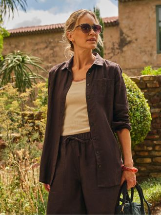 Fat Face FatFace Olivia Chocolate Brown Regular Linen Shirt