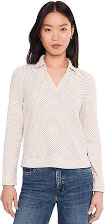 Nic+Zoe Petite Textured Tuck Stitch Knit Polo Womens Clothing Neutral : PS, Cotton/Elastane/Polyester