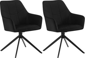 Woltu Juego De 2 Sillas De Comedor Con Patas De Metal. Respaldo Y Asiento Giratorio. En Terciopelo Negro - Woltu
