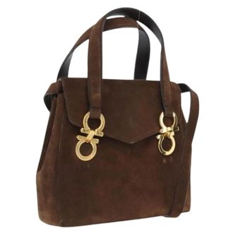 Ferragamo Pre-owned Handbags, female, Brown, Size: ONE SIZE Pre-owned Suede Handbag