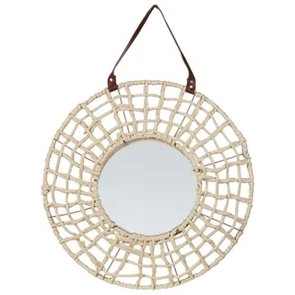 Beliani Espejo De Pared De Cuerda De Papel Natural Beige 60 Cm Moderno R&uacute;stico Palaci