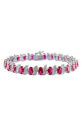 Delmar Oval Cut Created Ruby Tennis Bracelet in Red at Nordstrom Rack