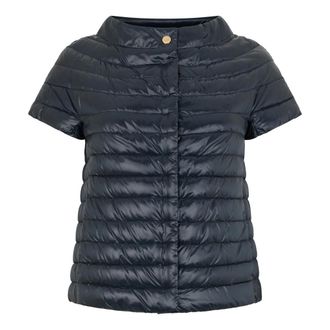 Herno Down Jackets, female, Blue, Size: XL Lightweight Quilted Short-Sleeve Jacket
