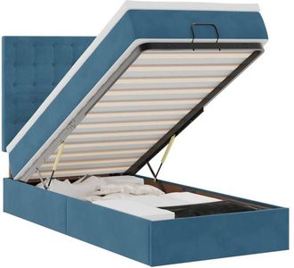 vidaXL Estructura De Cama Otomana Con Colchones Terciopelo Azul Oscuro Vidaxl