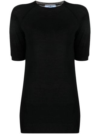 Prada wool short-sleeve top - Black
