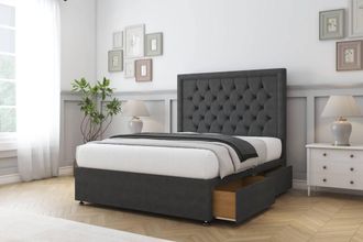 Sloomy Montana Dumfries Divan Set 2 Drawers-54 Headboard in Dark Grey | Size: Double