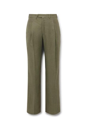 Saman Amel Straight-Leg Pleated Linen Suit Trousers