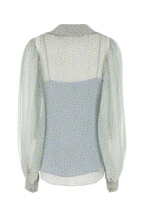 Gucci Womens Printed Chiffon Shirt Lightgreyyellowmc Camicie