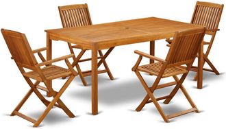 East West Furniture Wooden Patio Set Natural Oil, CMCM5CANA