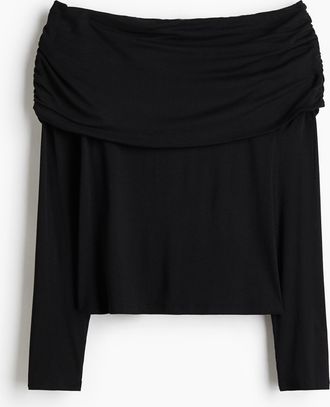 H&M Off-Shoulder-Shirt - Schwarz