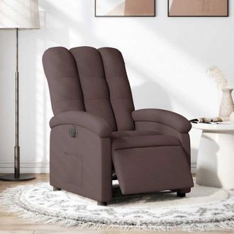 vidaXL Vidaxl - Sill&oacute;n Reclinable El&eacute;ctrico Tela Marr&oacute;n Oscuro