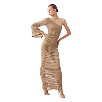 Simona Corsellini Dames, Jurken, Beige, Maat: XS Viscose