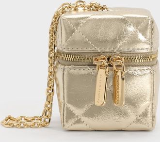 Charles & Keith Janie Quilted Chain-Handle Micro Bag