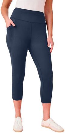 Roaman's Soft Sculpt Side Pocket Capri Legging in Navy at Nordstrom, Size 36