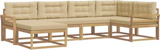 vidaXL Conjunto De Sof&aacute;s De Exterior 5 Uds. Y Beige Poli&eacute;ster Vidaxl