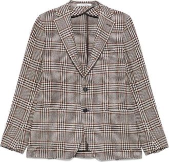 Tagliatore Jassen, Heren, Bruin, M, Wol, Geruite Double-Breasted Blazer