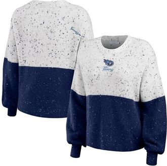 WEAR by Erin Andrews Womens WEAR by Erin Andrews White/Navy Tennessee Titans Lighweight Modest Crop Color-Block Pullover Sweater at Nordstrom, Size X-Large