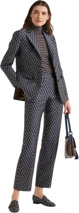 Maliparmi Geometric Jacquard Broek - Dames - Vrijetijds broeken - Blauw - S - Polyester - Broeken