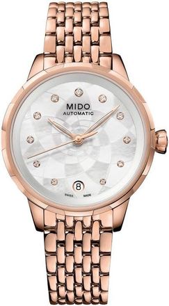 Mido Rainflower Diamond Automatic Bracelet Watch, 34mm in White Mother Of Pearl at Nordstrom