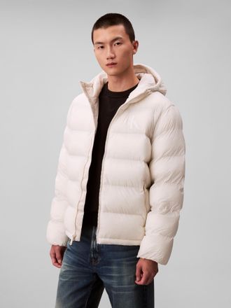 Calvin Klein Jeans Steppjacke CALVIN KLEIN JEANS LS NYLON MONOGRAM PUFFER JKT, Herren, Gr. XXL, chalk, Web, Obermaterial: 100% Polyamid, regular fit normal, Rundhals, ei