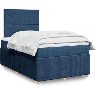 vidaXL Cama Box Spring Con Colch&oacute;n Tela Azul 120x190 Cm Vidaxl