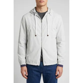 Brunello Cucinelli Light Grey Hooded Jacket, Size Large