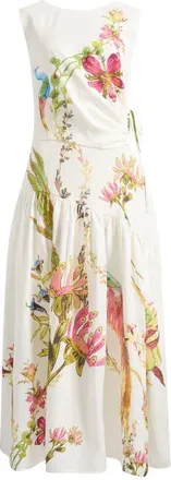 Reiss Bianca Placed Floral Linen Dress in Ivory at Nordstrom, Size 14 Us