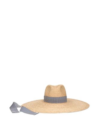Borsalino Ivana stripe-pattern hat - Neutrals