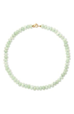 Adina Reyter Matcha Latte Jade Beaded Necklace in 9K Yellow Gold at Nordstrom, Size 16