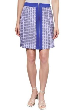 Ming Wang Zip-Up A-Line Skirt in Sapphire Sea/White Blue at Nordstrom Rack, Size X-Small