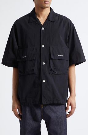 Undercover Oversize Cotton Utility Shirt in Black at Nordstrom, Size 4