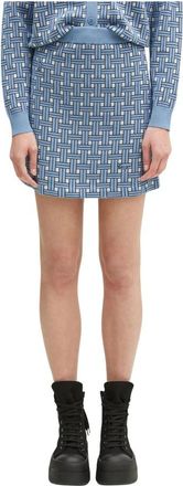 Kenzo Weave Woven-Patterned Mini Rok - Dames - Korte rokken - Blauw - XS - Katoen - Rokken