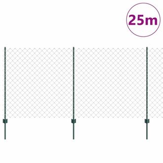 Berkfield Home Green Chain Link Fence with 22 U Posts Green 1.2x25 m Steel