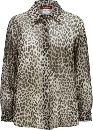Max Mara Leopard Print Shirt Valzer Style - Dames - Overhemden - Bruin - S - Overhemden