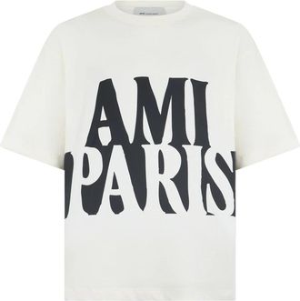 Ami Katoenen T-shirt met print - Heren - T-shirts - Wit - M - Katoen - Tops