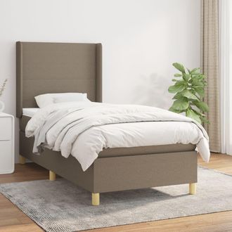 vidaXL Vidaxl - Cama Box Spring Con Colch&oacute;n Tela Gris Taupe 100x200 Cm