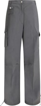 Ganni Pantalones Cargo de Algod&oacute;n El&aacute;stico - Trousers - Mujer - Gris - M