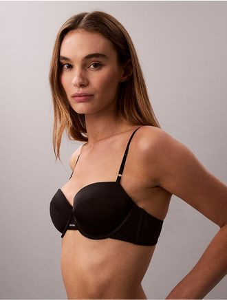 Calvin Klein Womens Signature Satin Lightly Lined Demi Bra - Black - 32B