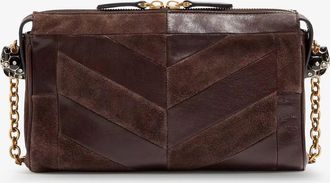 Valentino Garavani Womens Crossbody Bag Panthea Brown Suede Shoulder