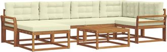 vidaXL Conjunto De Sof&aacute;s De Exterior 7 Uds. Natural Y Crema Vidaxl