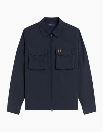 Fred Perry Mens Fred Perry Ripstop Pocket Overshirt Navy - Size: 44/Regular