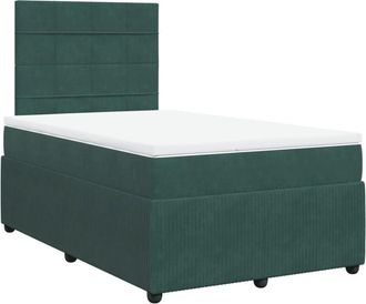 vidaXL Cama Box Spring Con Colch&oacute;n Terciopelo Verde Oscuro 120x190 Cm Vidaxl