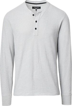Rag & Bone Mens Classic Flame Long Sleeve Henley, Harbor Grey