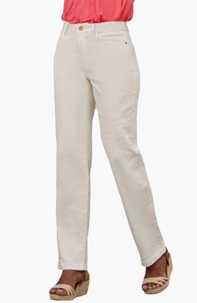 Lascana Womens Embroidered Straight Leg Jeans in White at Nordstrom, Size 12 30