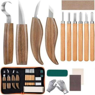 OEM Kit De Tallado De Madera Para Principiantes, Kit De Tallado De Madera De 15 Piezas, Juego De Cuchillos Para Tallar Madera Con Estuche, Juego De Herram