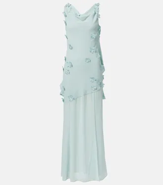 ワンピース A FERRETTI SS19 ABITO (A.0451.1614 2 WHITE) Sheer white bodysuit with crystal and pearl embroidery, worn