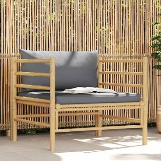 vidaXL Sof&aacute; De Jard&iacute;n Bamb&uacute; Con Cojines Gris Oscuro Vidaxl