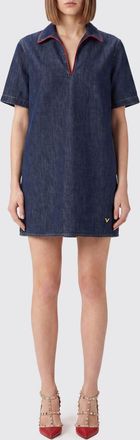 Valentino Garavani Mini abito chemisier in denim di cotone a maniche corte
