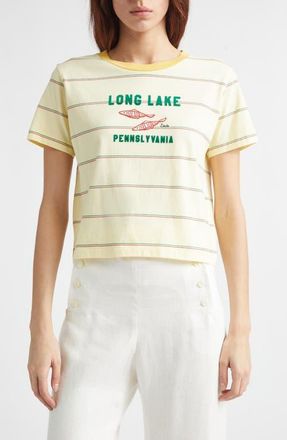 Bode Summertime Stripe Cotton T-Shirt in Yellow Multi at Nordstrom, Size X-Small