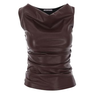 Patrizia Pepe Top con Finitura Rivestita - - Tops - Donna - Marrone - L